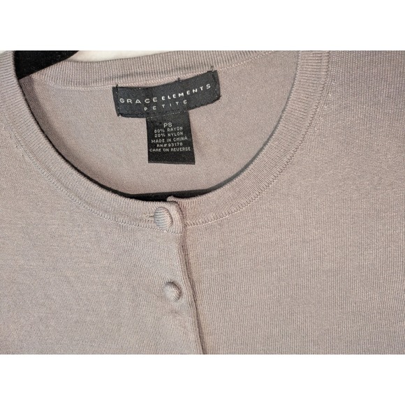 Grace Elements Petite Gray Button Front Cardigan Sweater PS‎ Rayon Nylon - Picture 3 of 9